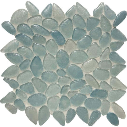 Liquid Rocks in Aqua Blue Glass Tile