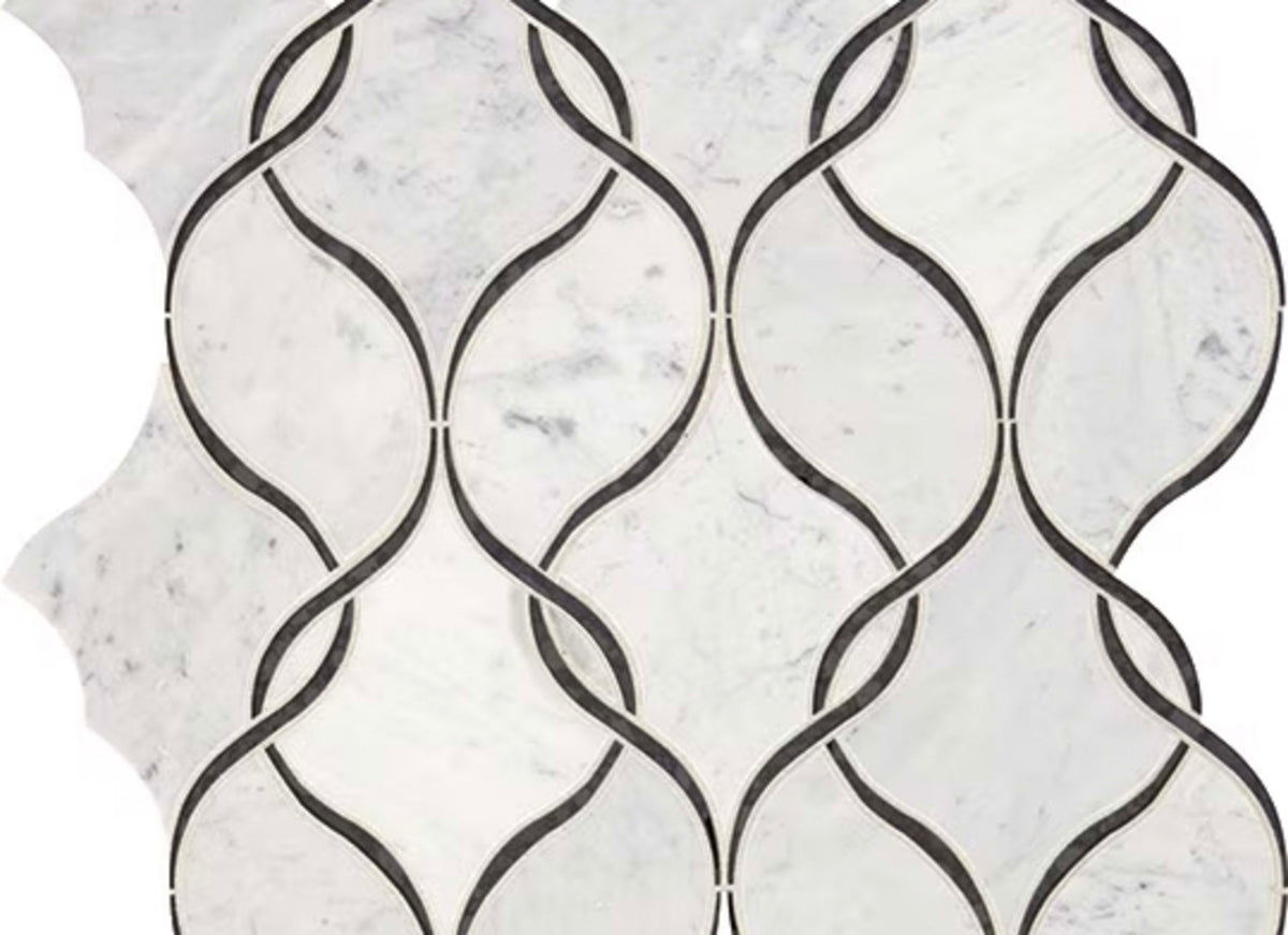 Lavaliere in Carrara White/Black Ant Mirror Intertwining Arabesque