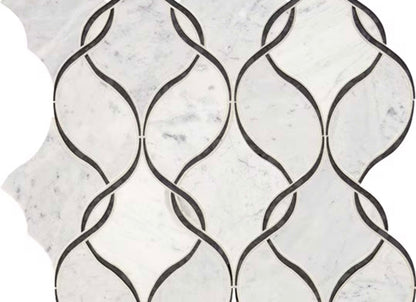 Lavaliere in Carrara White/Black Ant Mirror Intertwining Arabesque