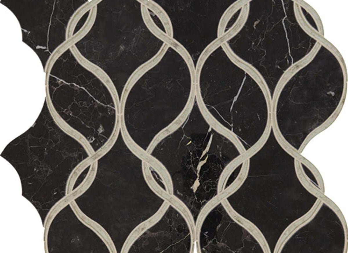 Lavaliere in Nero Marquina /Antique Mirror Intertwining Arabesque