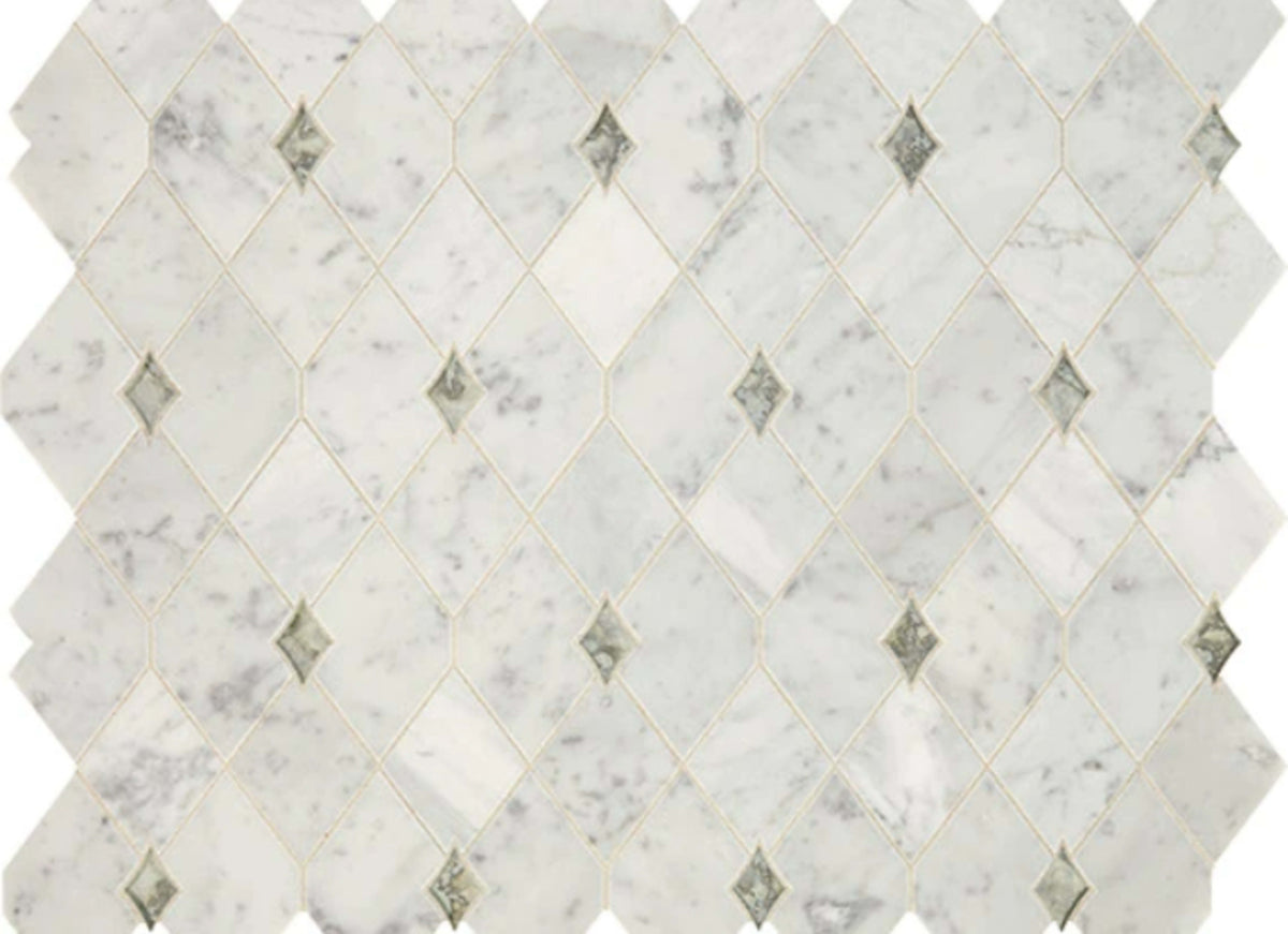 Lavaliere in Carrara White/Antique Mirror Harlequin