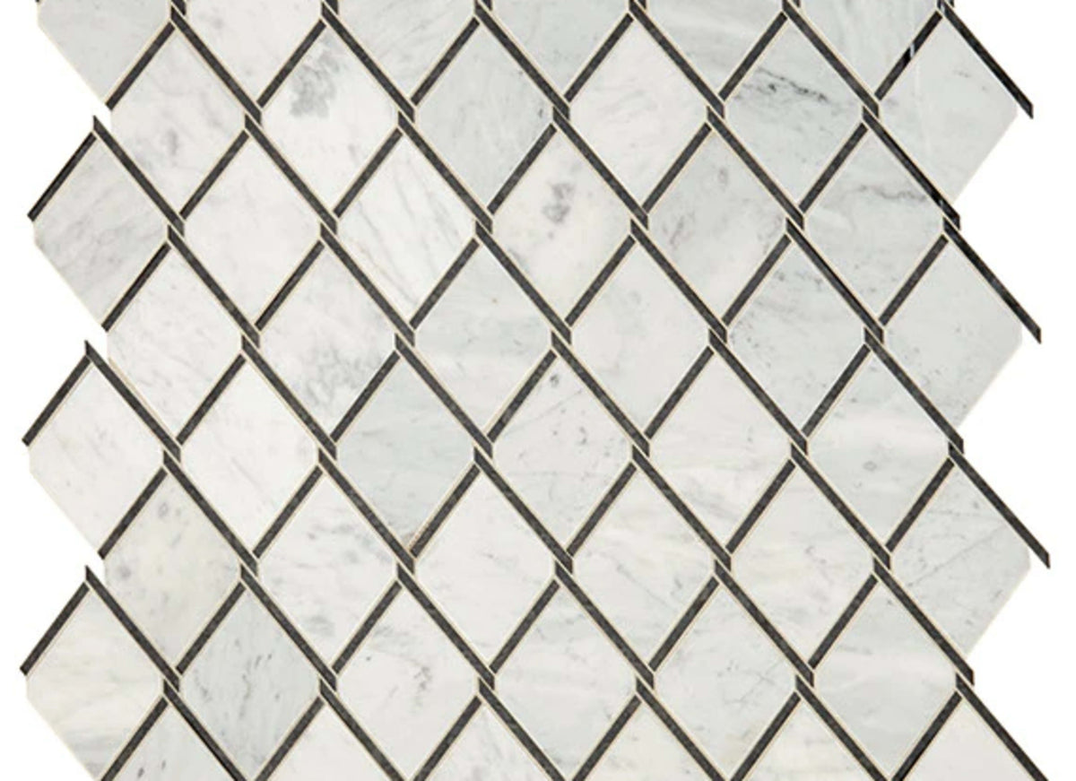 Lavaliere in Carrara White/Black Ant Mirror Chain Link