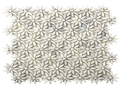 Marble Winter Frost in Winter Frost Daisy Mosaic - Mesh Mosaic
