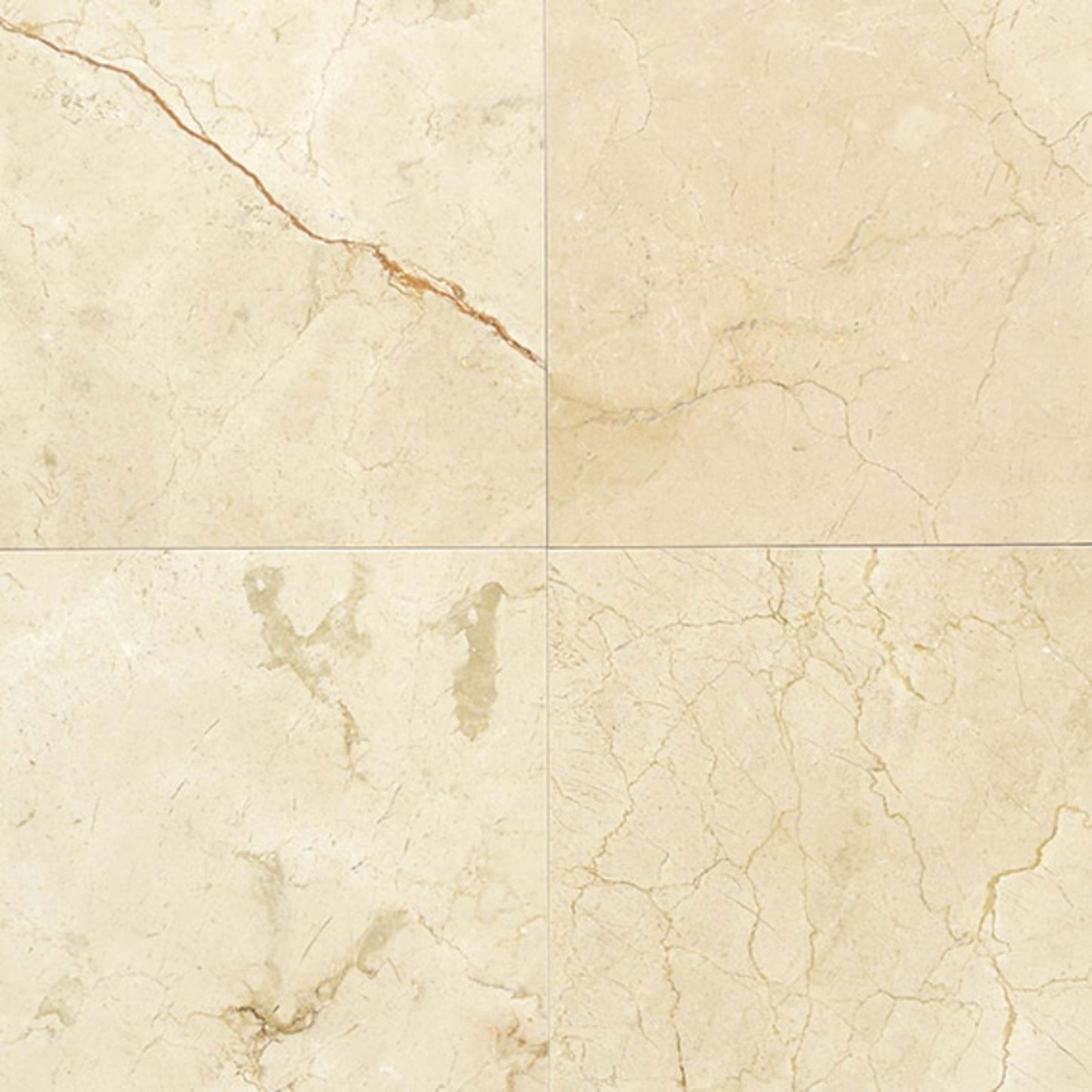 Marble in Crema Marfil Cl-12x12x.5-Polished Natural Stone
