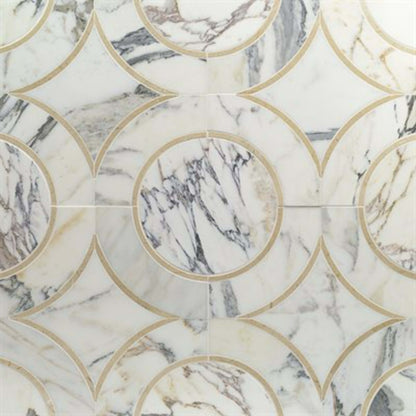 MJ Star in Calacutta With Crema Marfil Line  Calacutta Circle Natural Stone