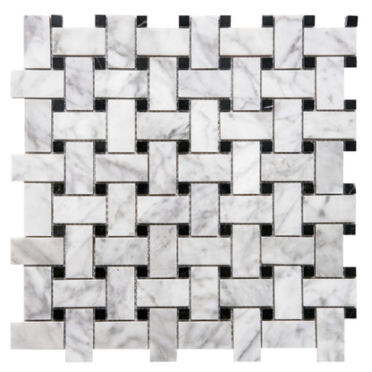 Basketweave in Carrara And Nero Nerquina Natural Stone