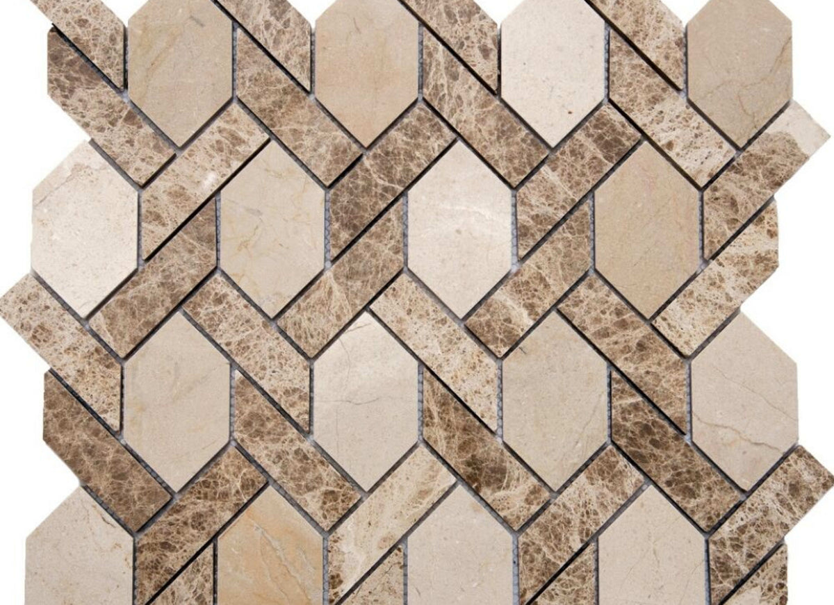 Ladder Hex in Crema And Light Emperador