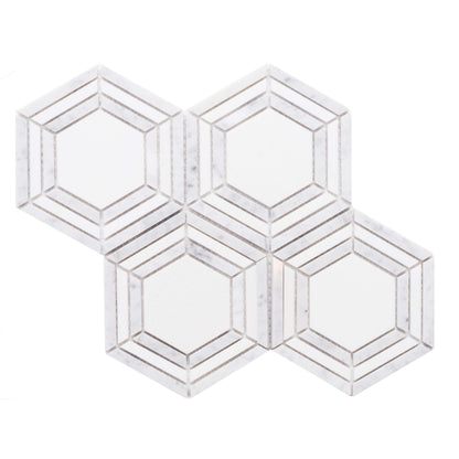 Large Hex in Carrara And Thassos White Natural Stone