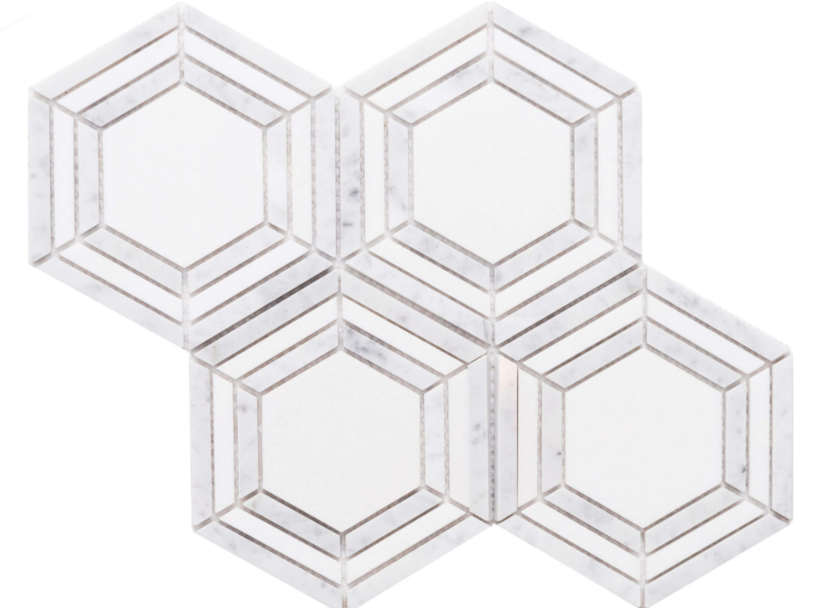 Large Hex in Carrara And Thassos White