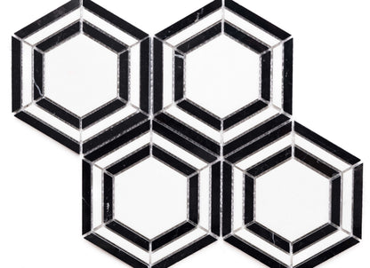 Large Hex in Nero And Thassos White