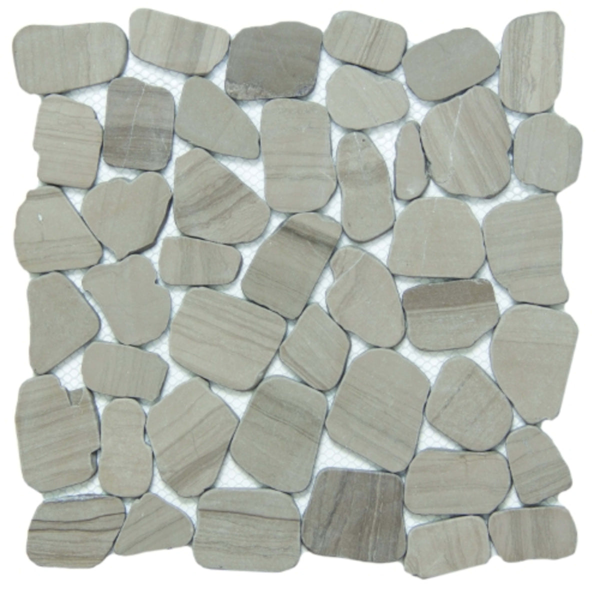 Cultura in Taupe 12" X 12" Pebble On Mesh Natural Stone