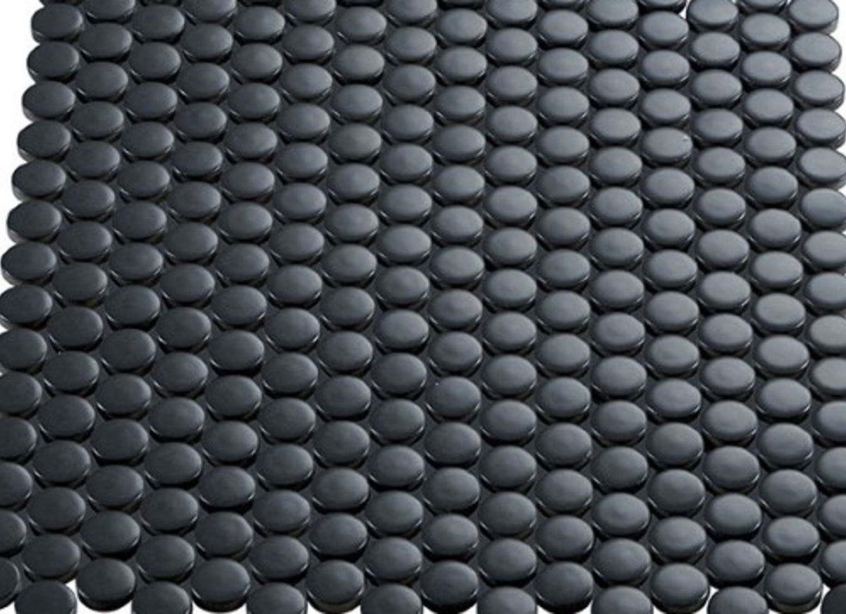 Multiplier in Dark Grey Circle Mosaic 1"x1" Matte