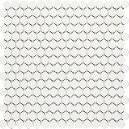 Finish Line in Matte White Pennyrounds Tile