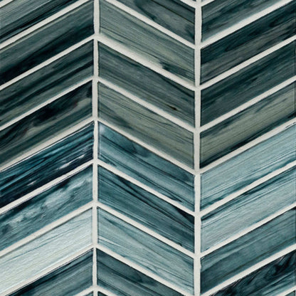 Midnight in Midnight Blue Ombre Chevron Tile Glass Tile