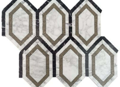 New Era in White Carrara Long Hexagon With Lagos White Carrara Black