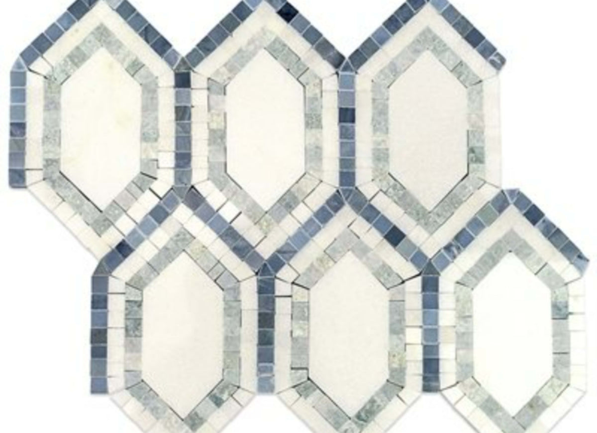 New Era in Thassos Long Hexagon With Ming Green Thassos Lin Blue