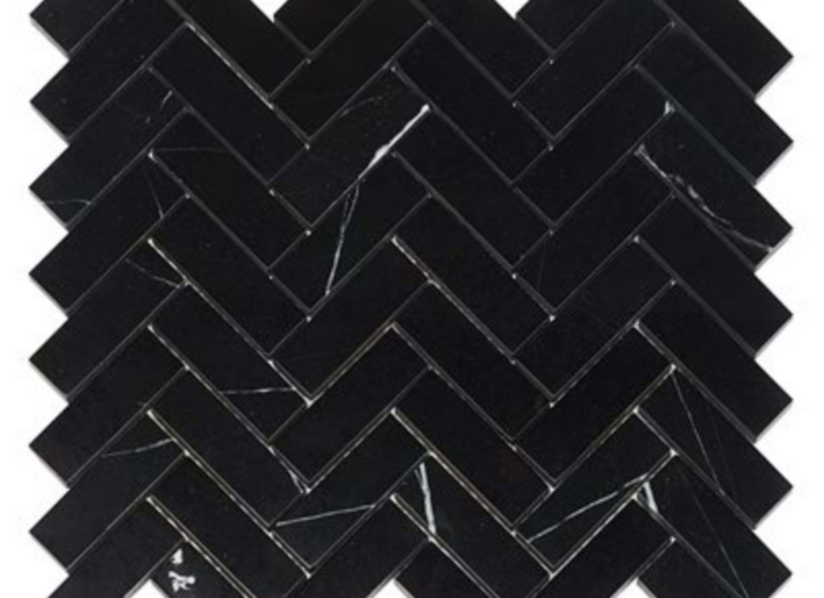Nero Marquina in Nero Marquina 1x3 Herringbone