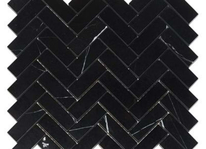 Nero Marquina in Nero Marquina 1x3 Herringbone