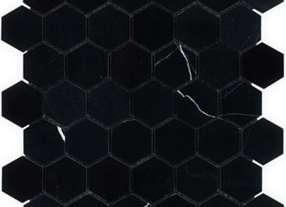 Nero Marquina in Nero Marquina 2'' Hexagon Polished