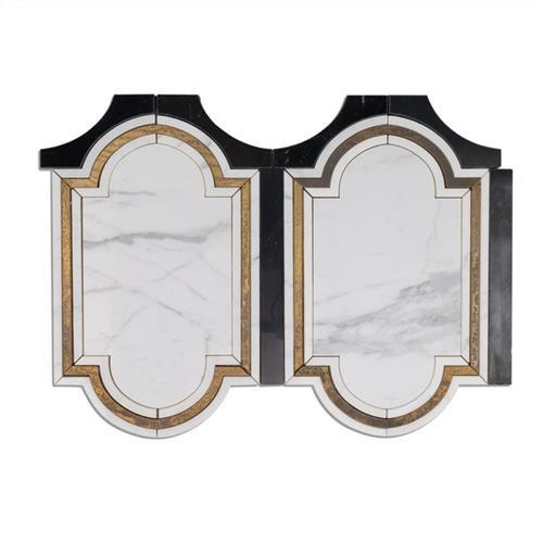 Ornato Series in Pisac-Calacatta, Brass And Black Jade Natural Stone