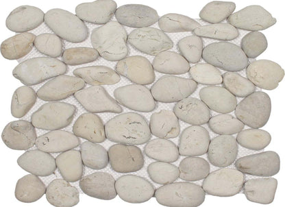 Ocean Stones - Pebble Mosaic in Classic White
