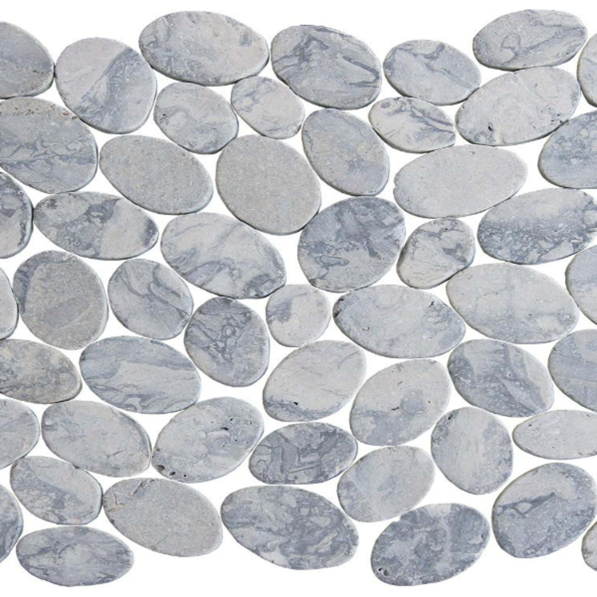 Ocean Stones - Coin Mosaics in Swirl Grey Tile