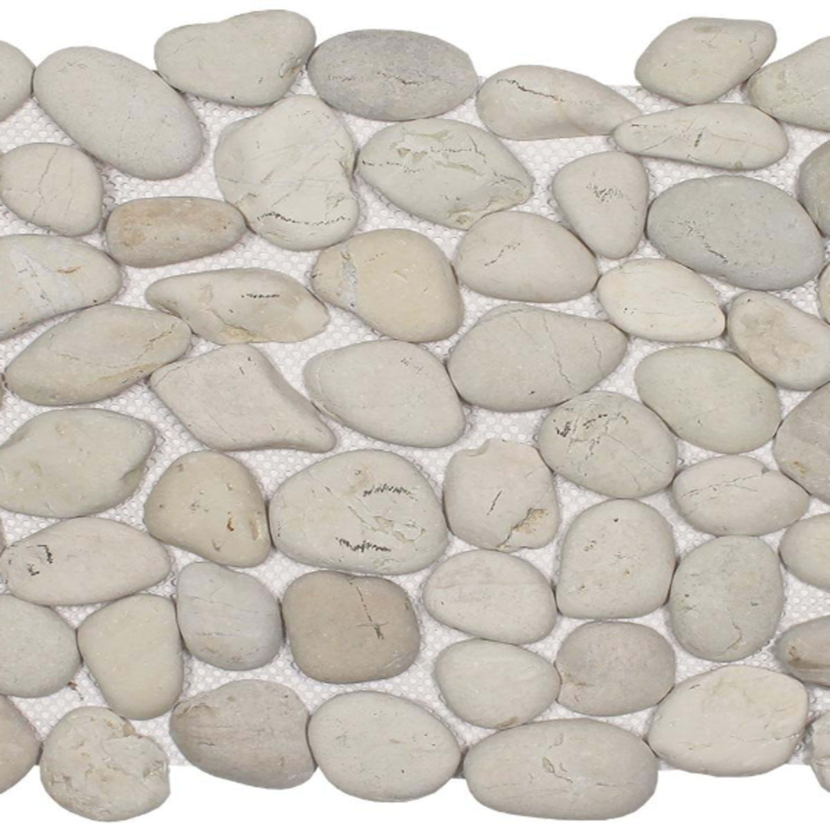 Ocean Stones - Pebble Mosaic in White Tile