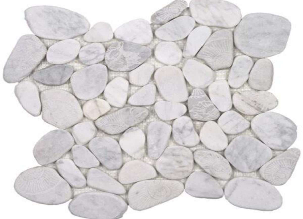 Ocean Stones - Sliced Mosaic in Fossil Carrara