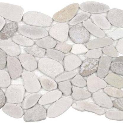 Ocean Stones - Sliced Mosaic in Fossil Lt Color Tile