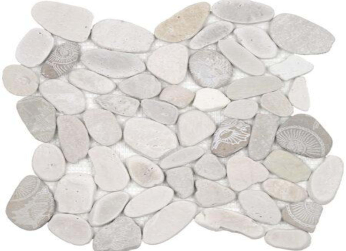 Ocean Stones - Sliced Mosaic in Fossil Lt Color