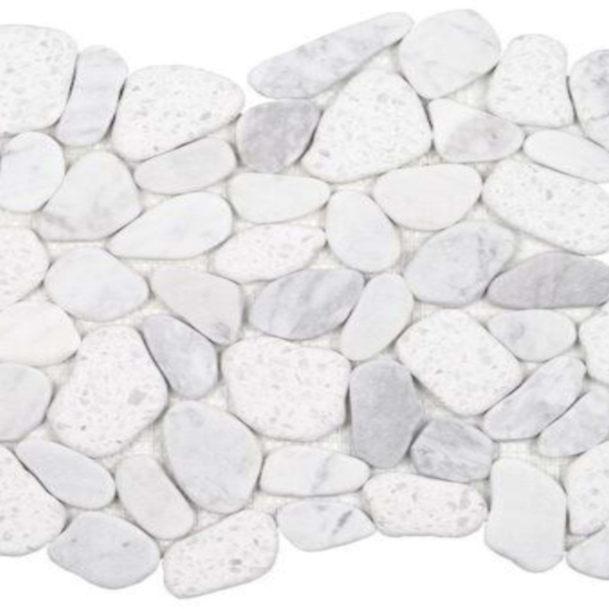 Ocean Stones - Sliced Mosaic in White Terrazzo Carrara Tile