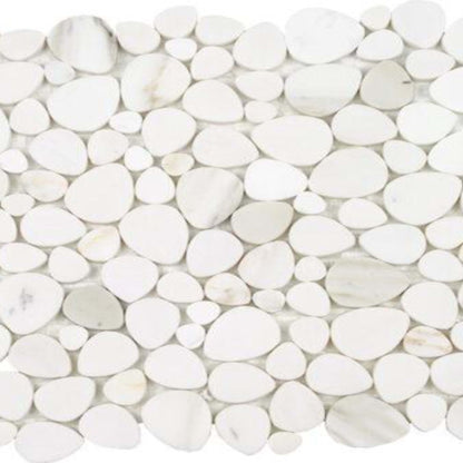 Ocean Stones - Sliced Mosaic in Calacatta Gold Italian White Tile