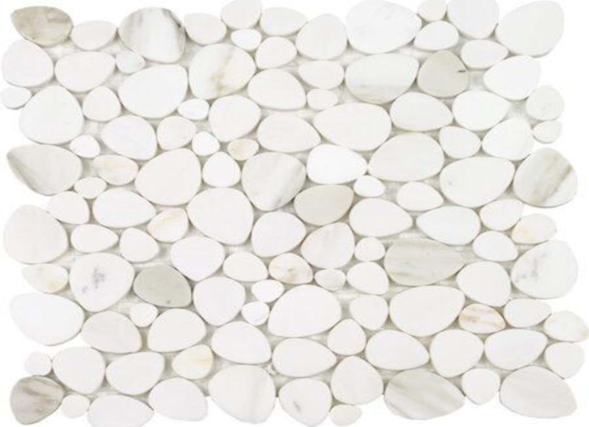 Ocean Stones - Sliced Mosaic in Calacatta Gold Italian White