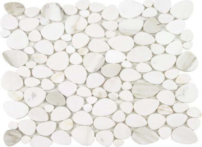 Ocean Stones - Sliced Mosaic in Calacatta Gold Italian White