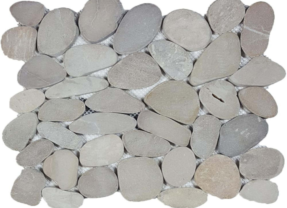 Ocean Stones - Sliced Mosaic in Tan