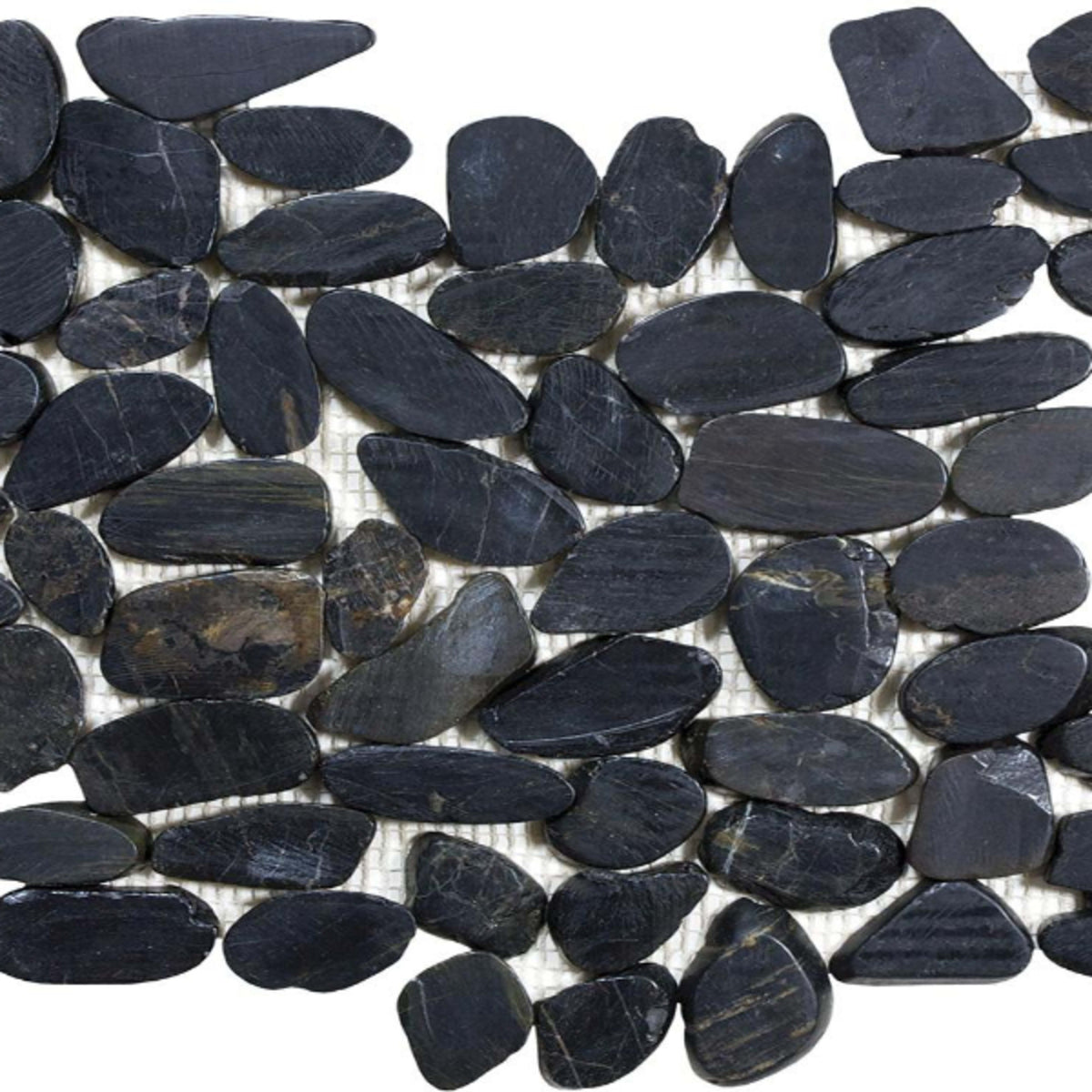 Ocean Stones - Sliced Mosaic in Black Tile