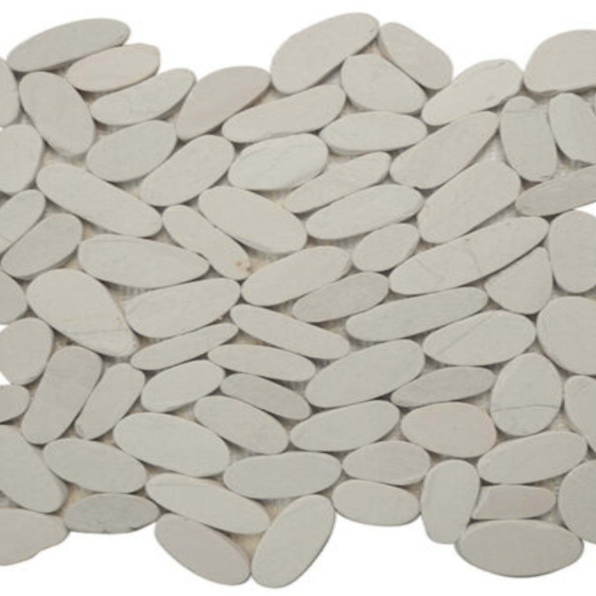 Ocean Stones - Sliced Mosaic in White Tile