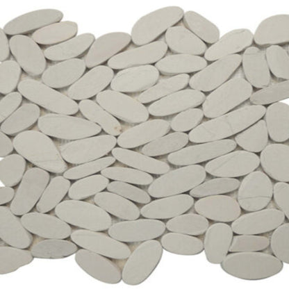 Ocean Stones - Sliced Mosaic in White Tile