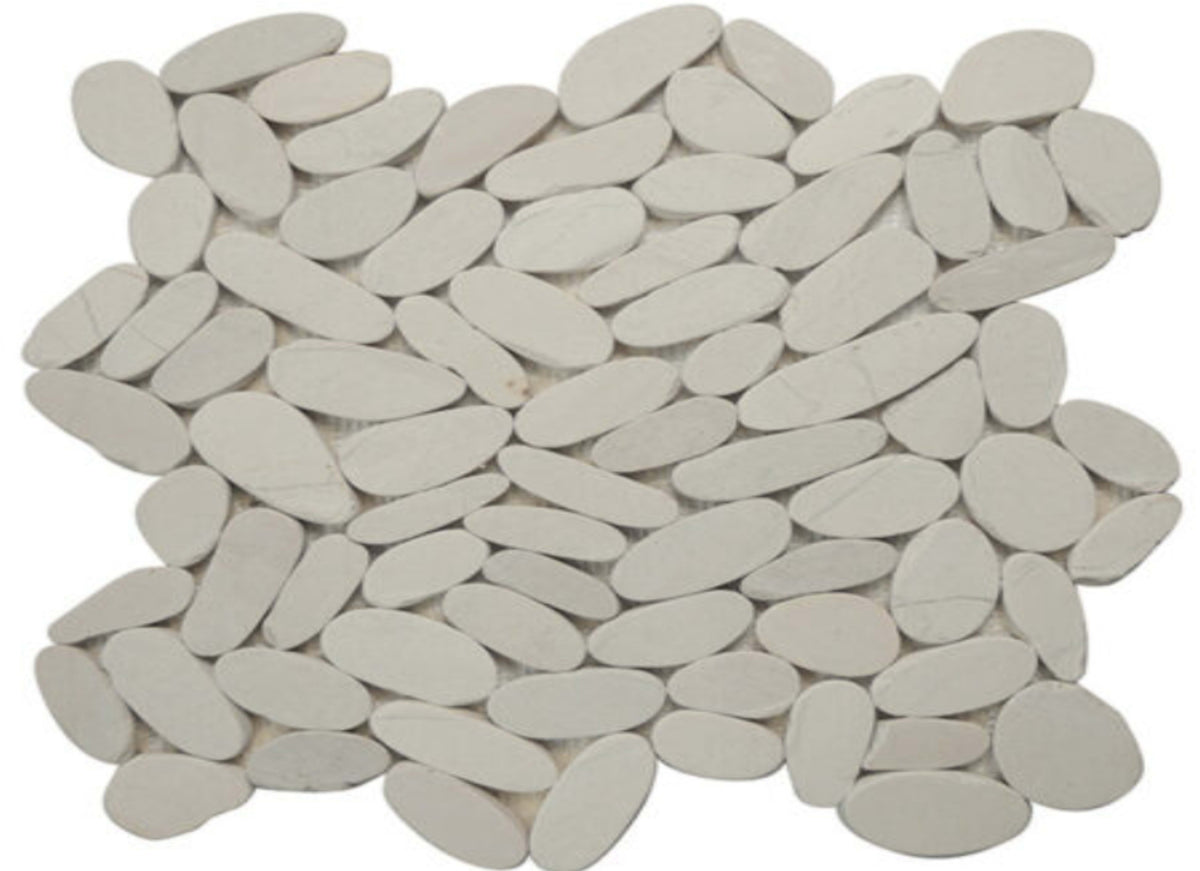 Ocean Stones - Sliced Mosaic in White