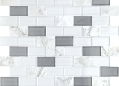 Perfit Mosaix in White Carrara & Glass Brick Joint 1x2