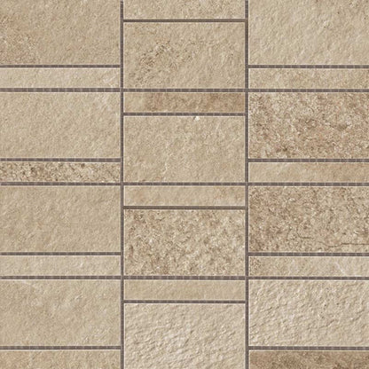 Ridge in Beige Row Mosaic Tile