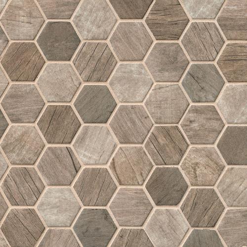 Driftwood in Hexagon Glass Tile