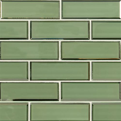 Evergreen in Beveled Subway Glass Tile