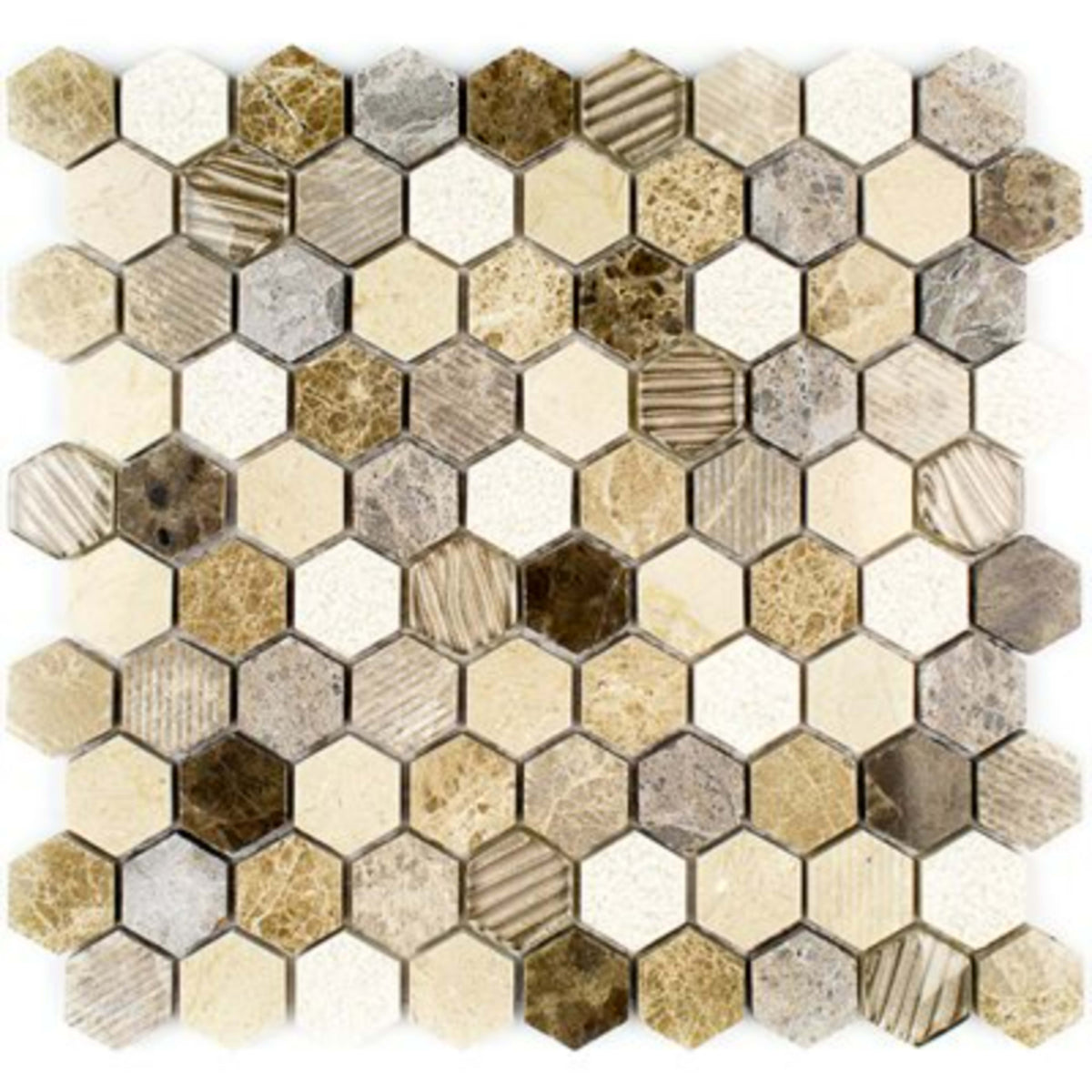 Surface Tech in Hex Caramel Natural Stone