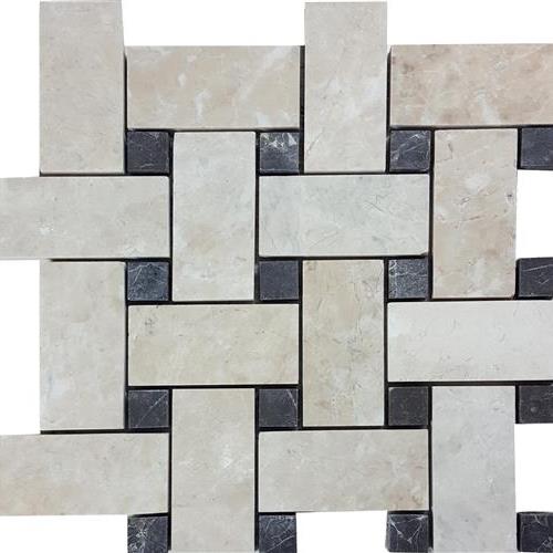 Cashmere Beige in Brushed Basketweave Mosaic Natural Stone