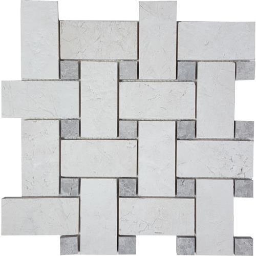 Imperial Pearl in Brushed Basketweave Mosaic Natural Stone