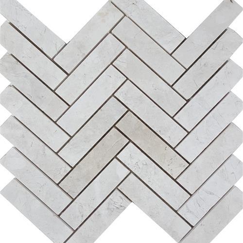 Imperial Pearl in Brushed Herringbone Mosaic Natural Stone
