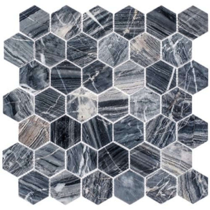 Colonial in Salem Charcoal 2" Hex Natural Stone