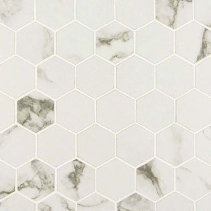 Pietra in Statuario 2” Hexagon Matte Tile