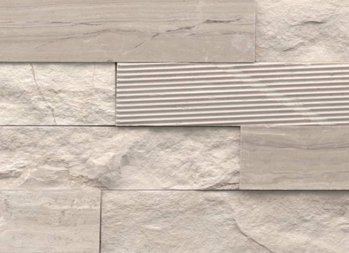 Structure in Structure 3d Ledger Cream (Limestone) 6” X 24”